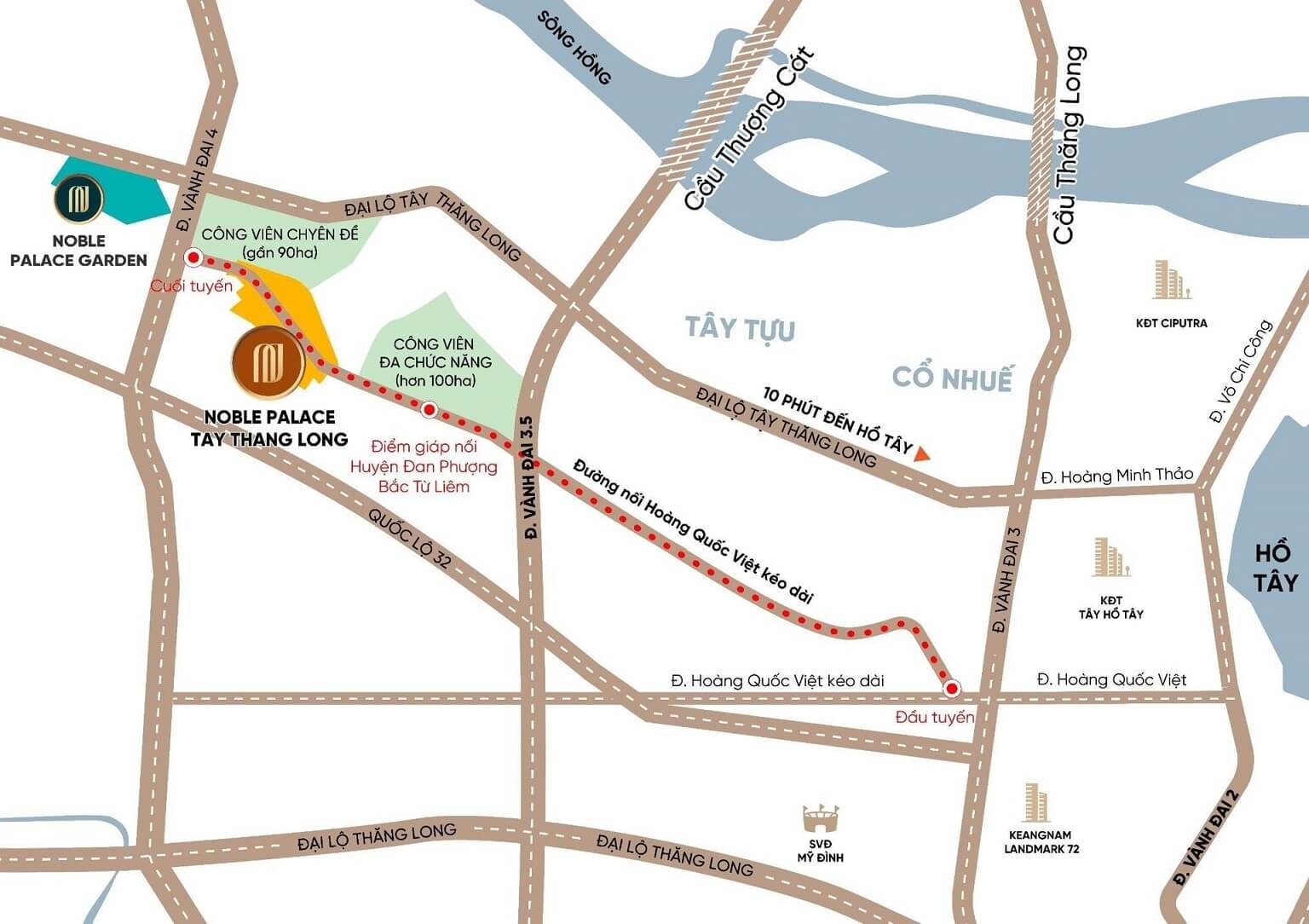 vị trí dự án noble palace garden đan phượng