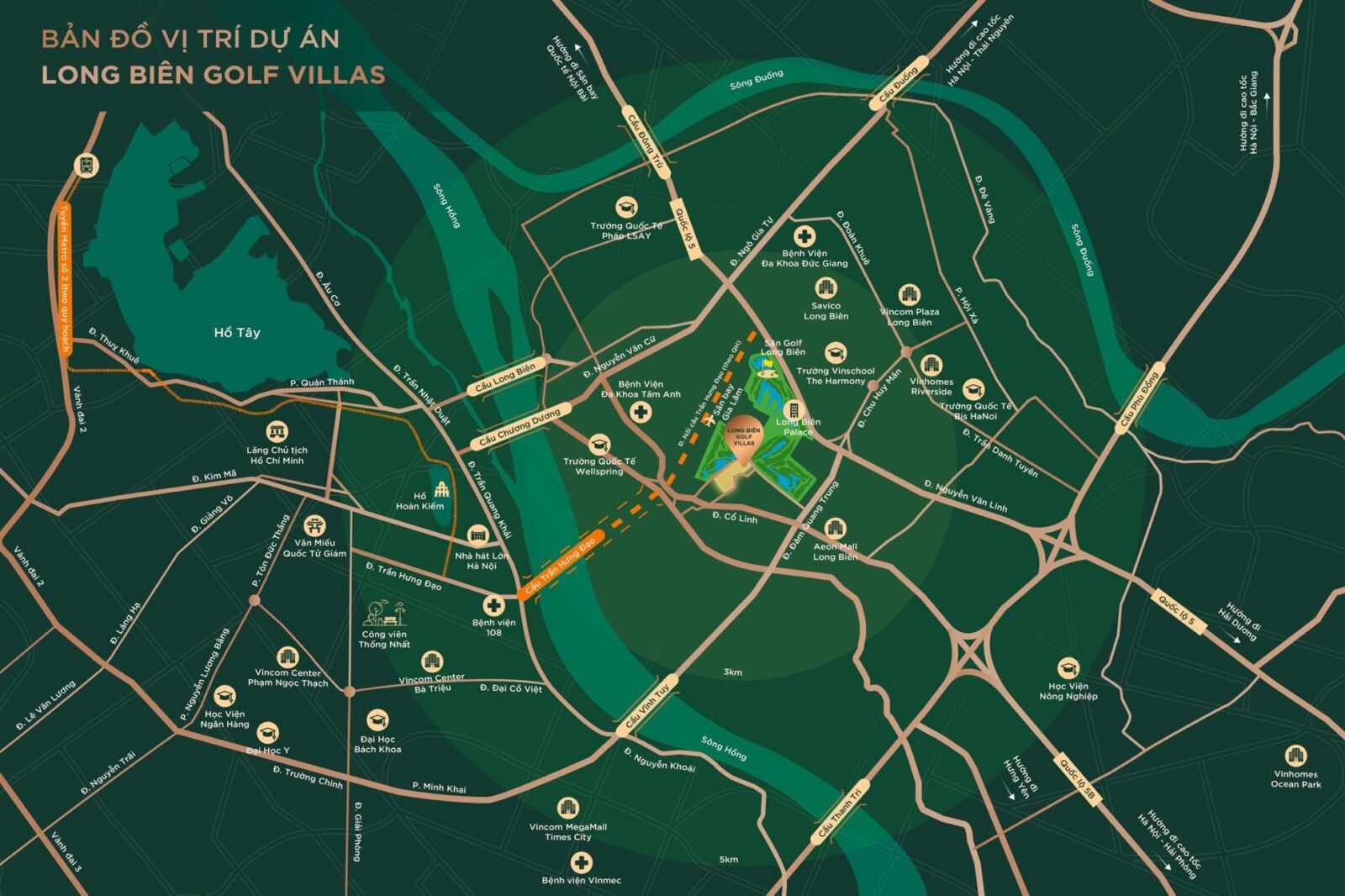 vị trí dự án long biên golf villas