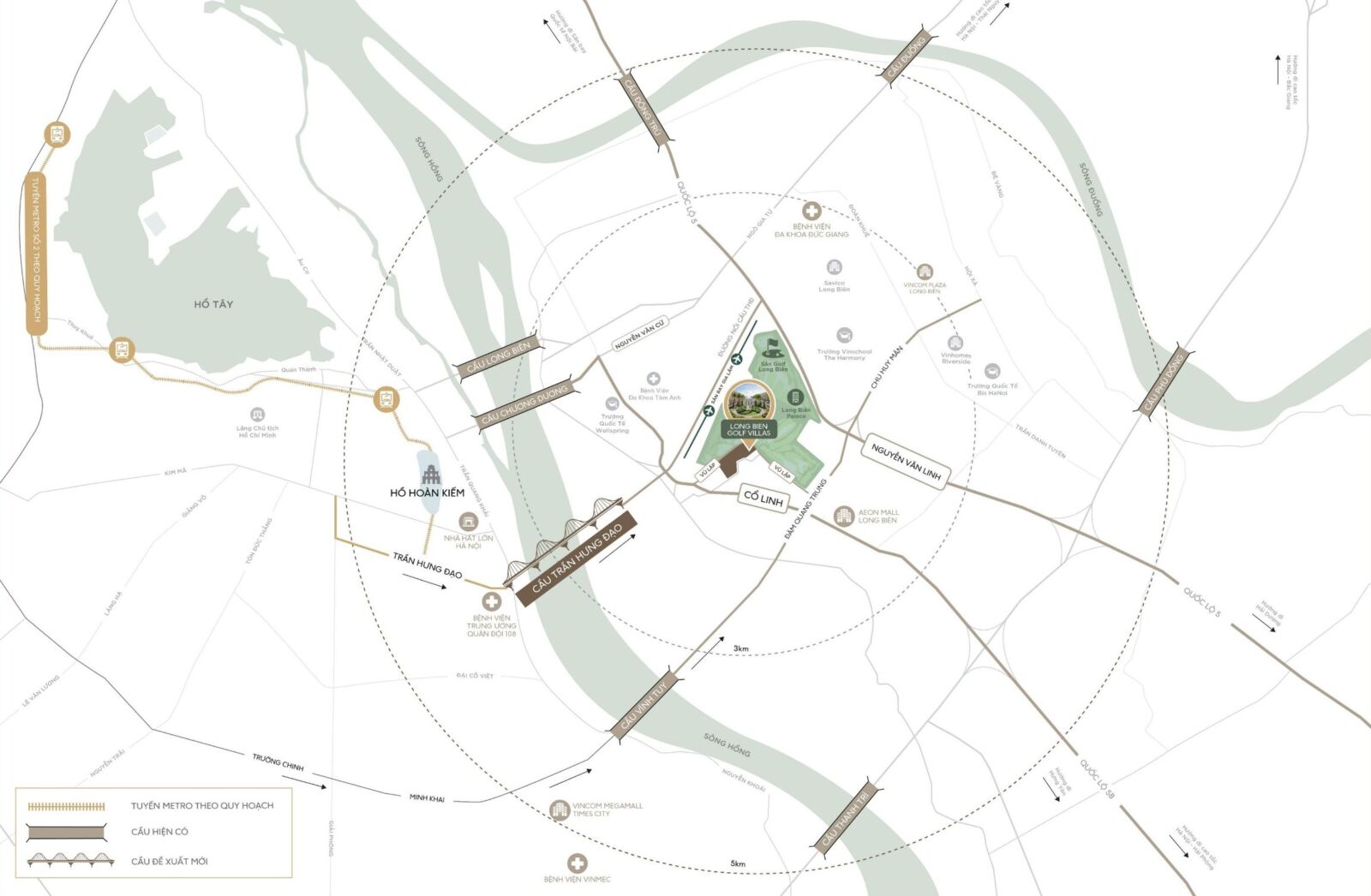 vị trí dự án long biên golf villas